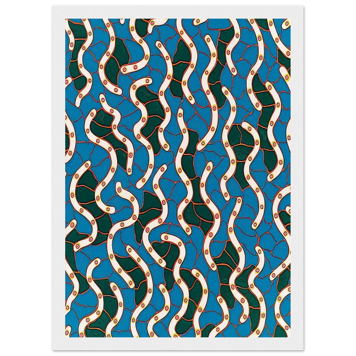 WAVES ON THE HUDSON RIVER 1988 Framed Poster | Yayoi Kusama Framed Prints Wall Art | Yayoi Kusama Prints