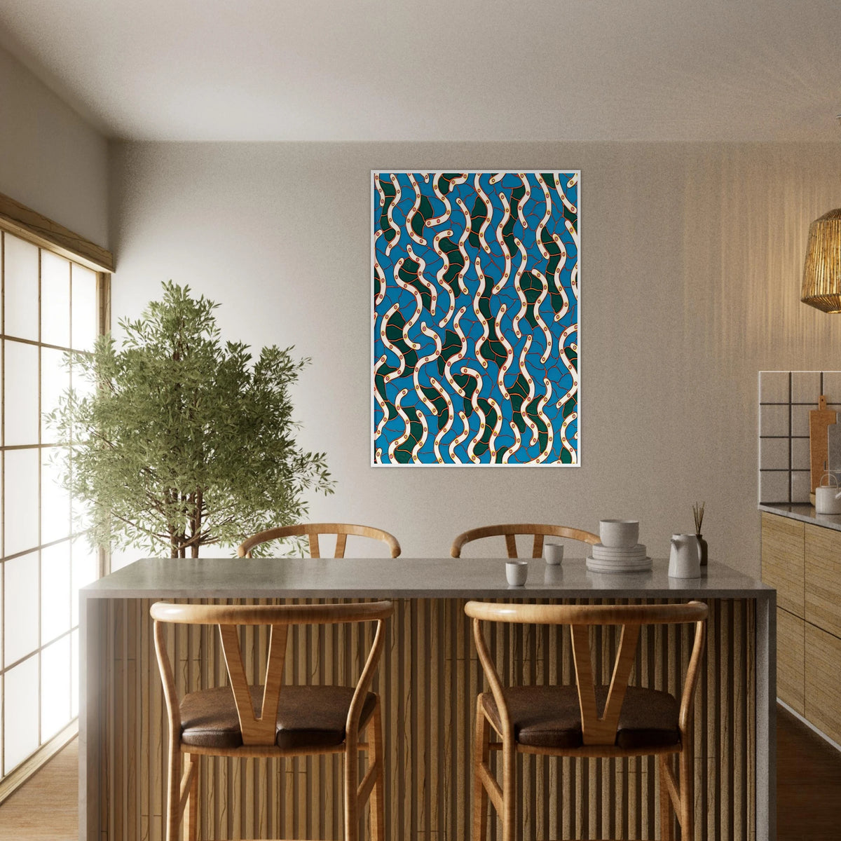 WAVES ON THE HUDSON RIVER 1988 Framed Poster | Yayoi Kusama Framed Prints Wall Art | Yayoi Kusama Prints