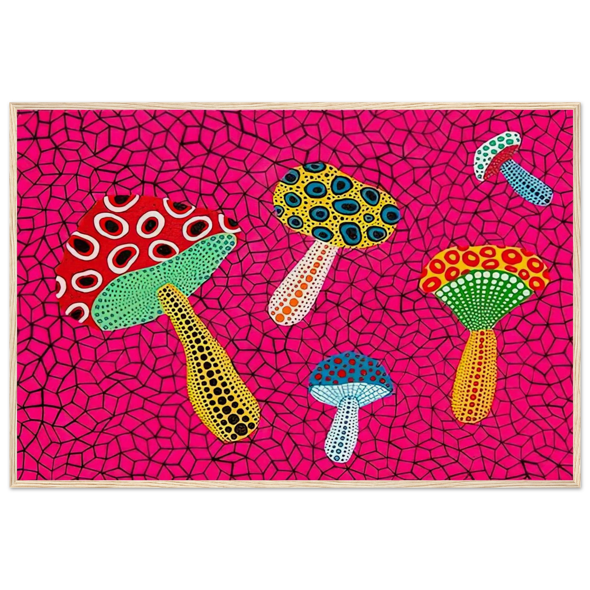 MUSHROOMS 1995 Framed Poster | Yayoi Kusama Framed Prints Wall Art | Yayoi Kusama Prints
