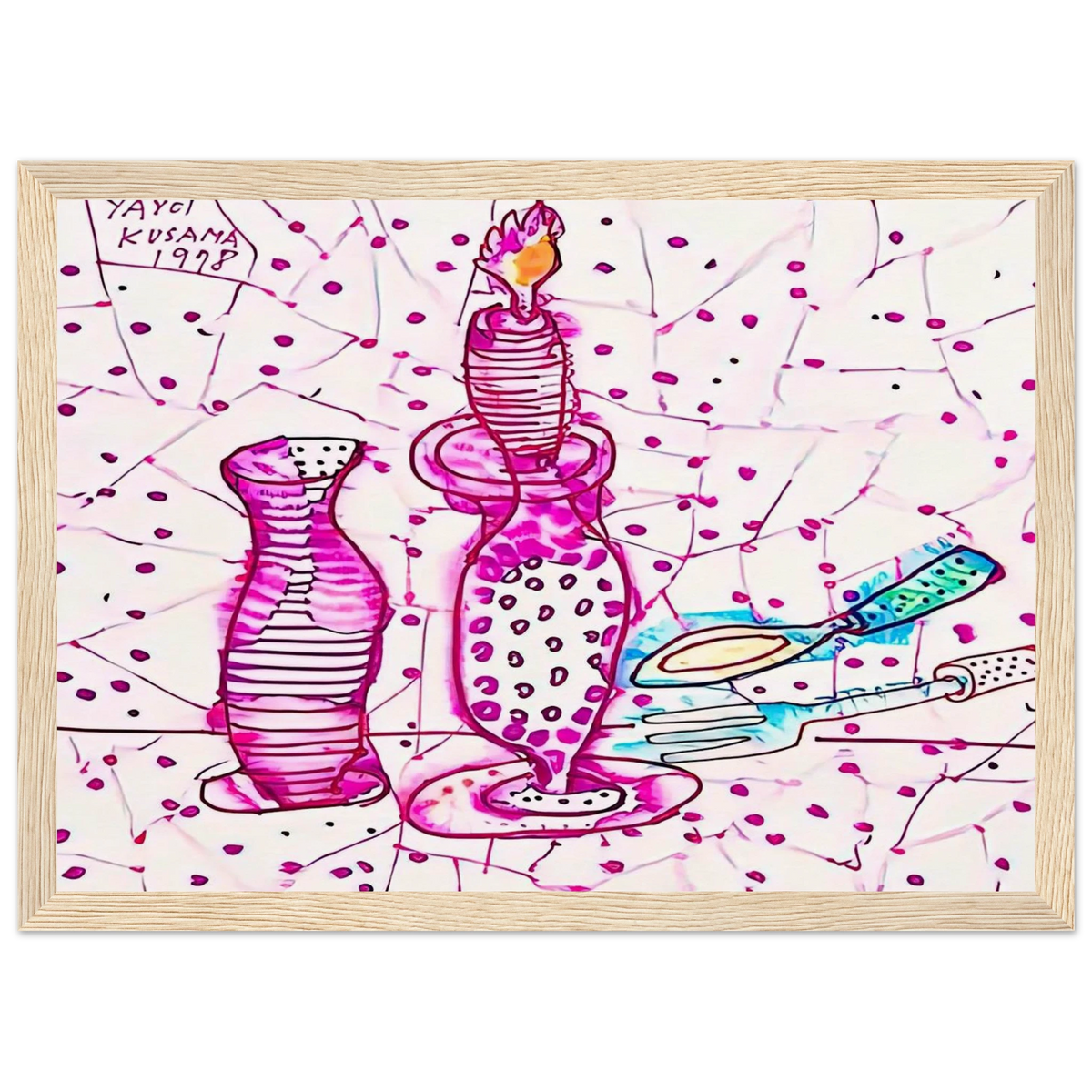 STILL LIFE OF CANDLESTICK 1978 Framed Poster | Yayoi Kusama Framed Prints Wall Art | Yayoi Kusama Prints