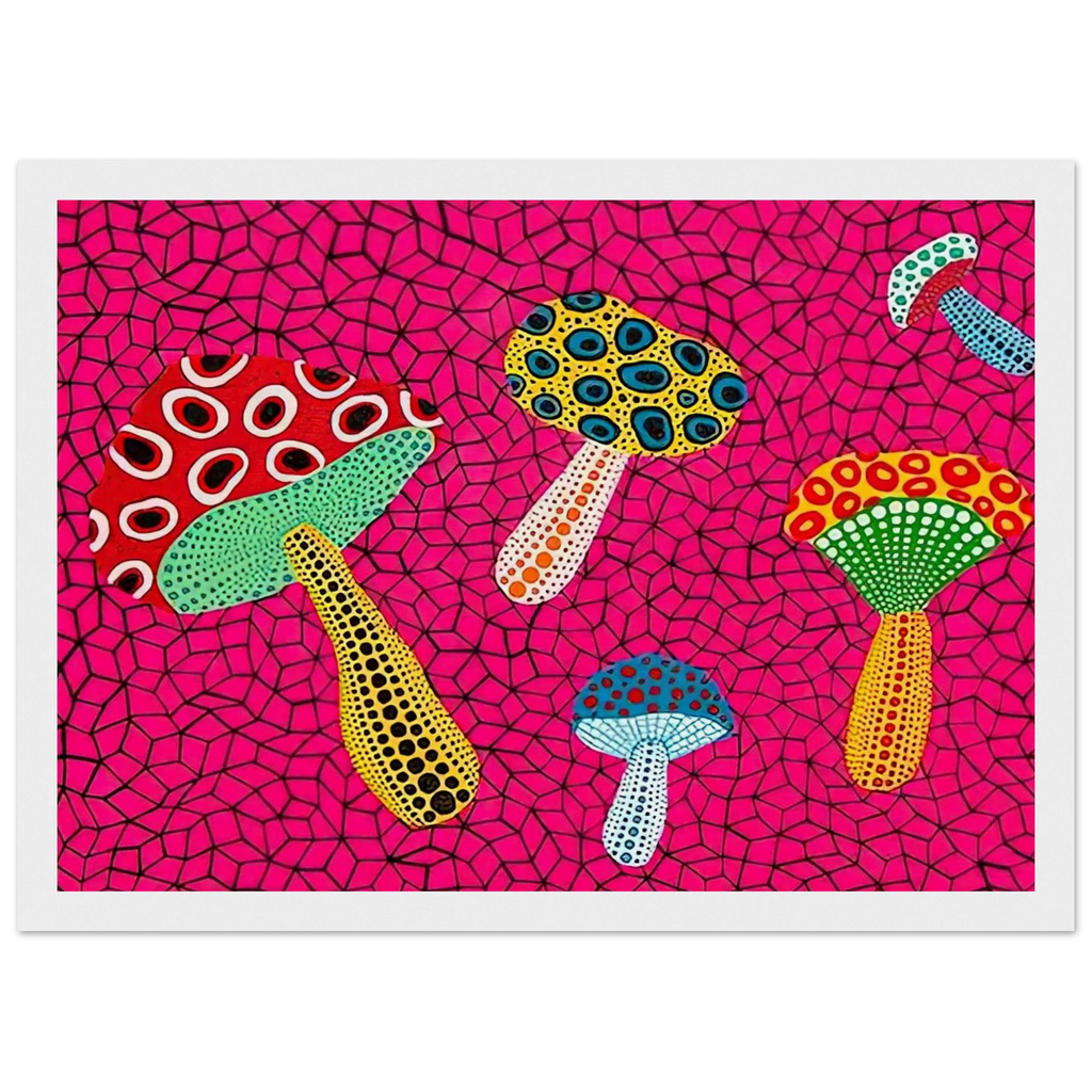 MUSHROOMS 1995 Framed Poster | Yayoi Kusama Framed Prints Wall Art | Yayoi Kusama Prints