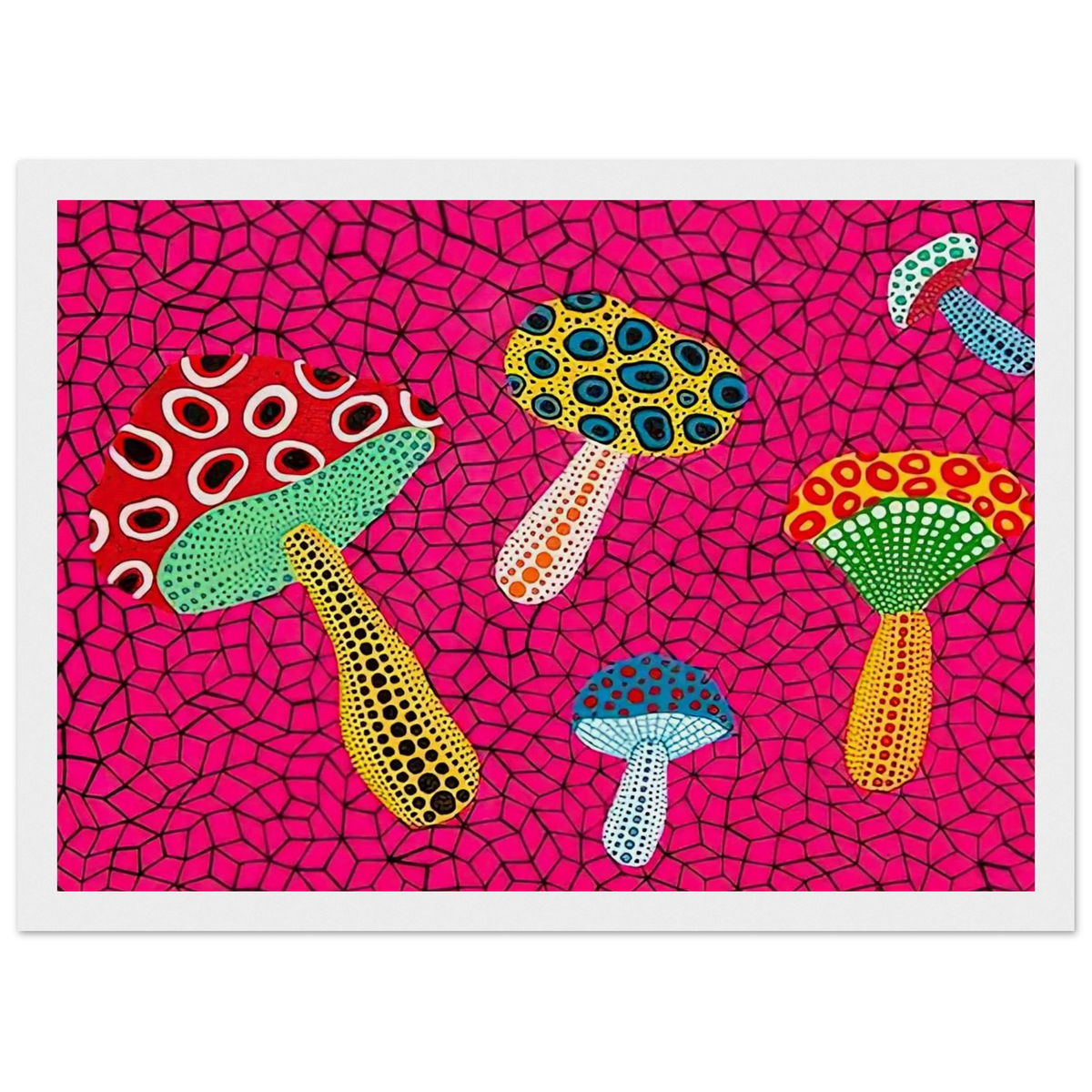 MUSHROOMS 1995 Framed Poster | Yayoi Kusama Framed Prints Wall Art | Yayoi Kusama Prints