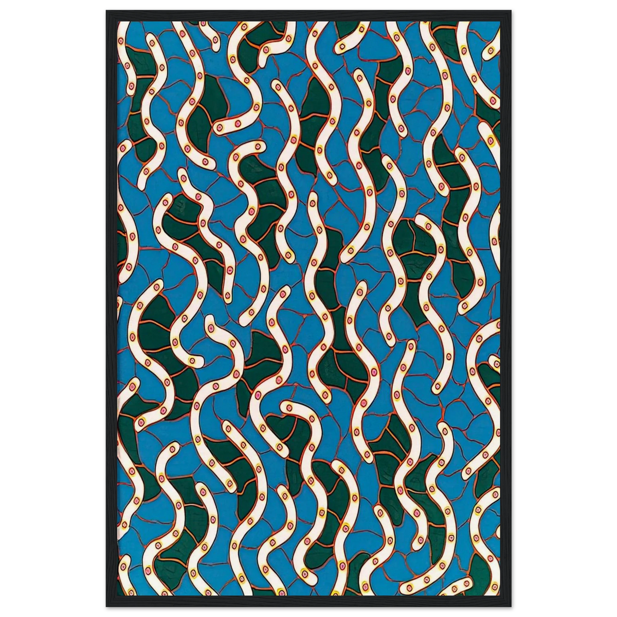 WAVES ON THE HUDSON RIVER 1988 Framed Poster | Yayoi Kusama Framed Prints Wall Art | Yayoi Kusama Prints