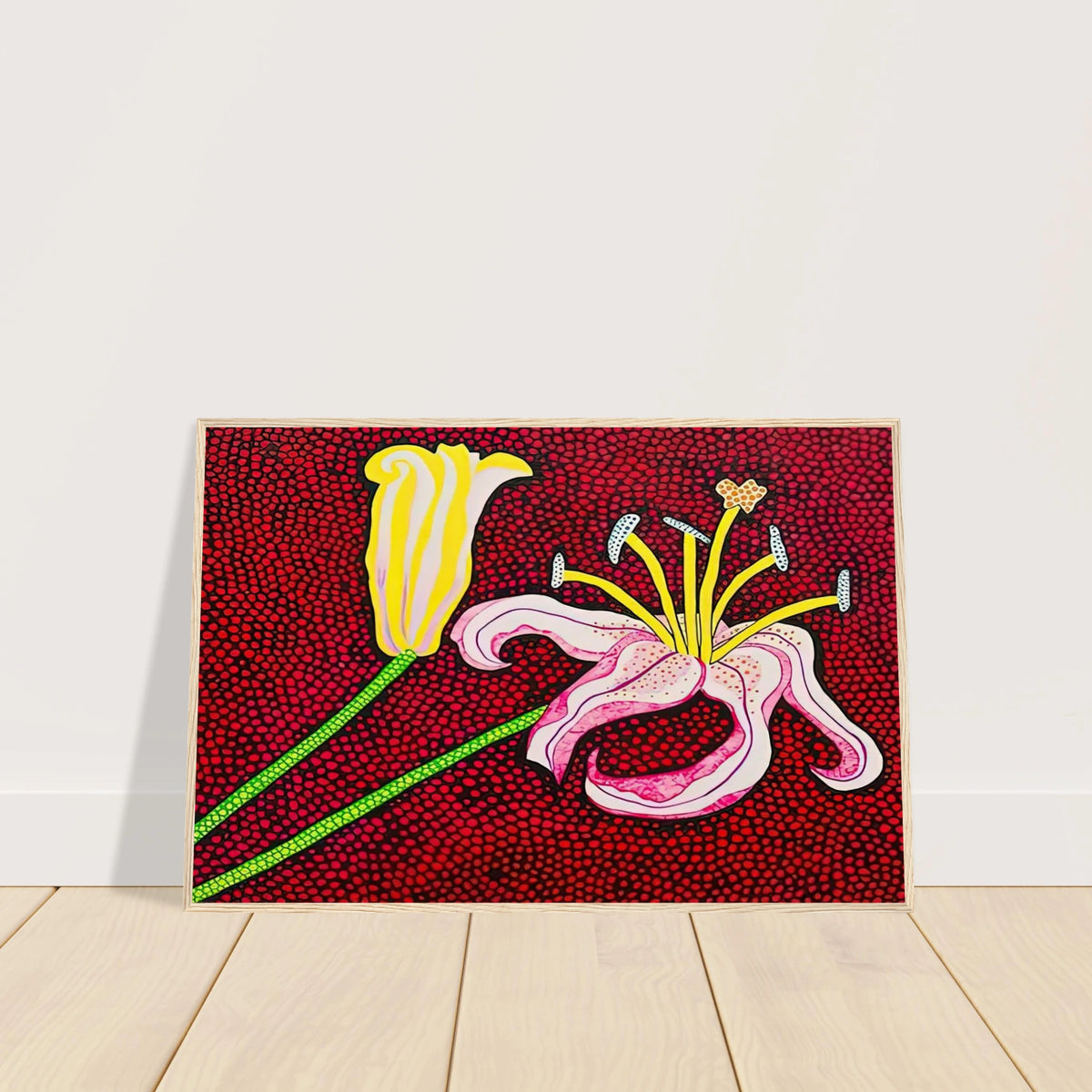 READY TO BLOSSOM IN THE MORNING 1989 Framed Poster | Yayoi Kusama Framed Prints Wall Art | Yayoi Kusama Prints