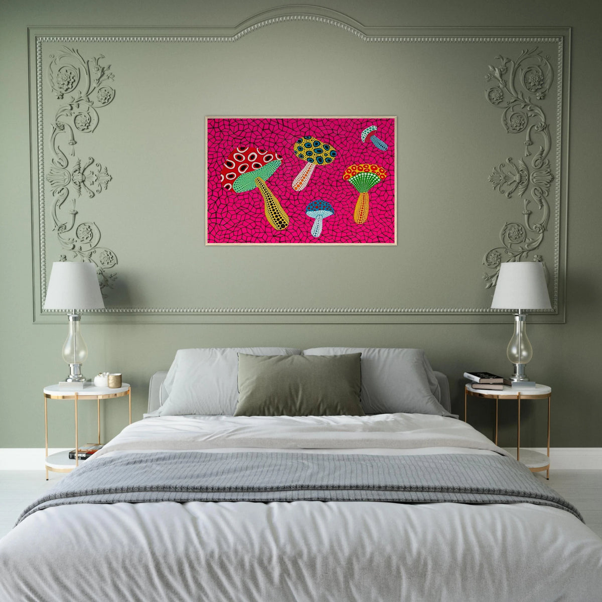 MUSHROOMS 1995 Framed Poster | Yayoi Kusama Framed Prints Wall Art | Yayoi Kusama Prints