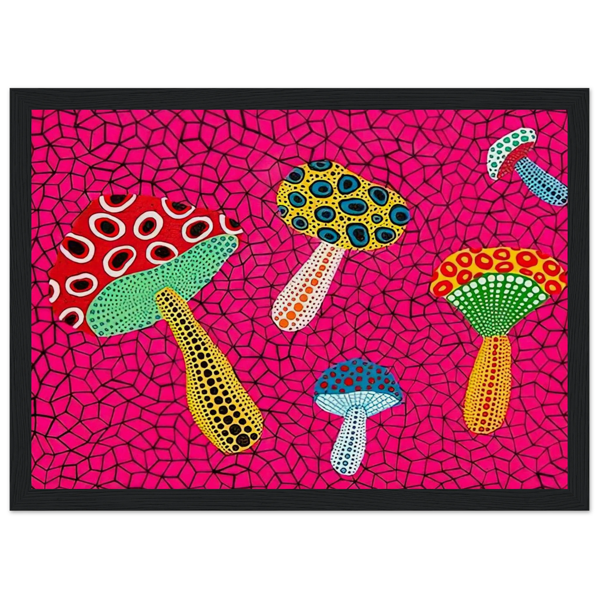 MUSHROOMS 1995 Framed Poster | Yayoi Kusama Framed Prints Wall Art | Yayoi Kusama Prints