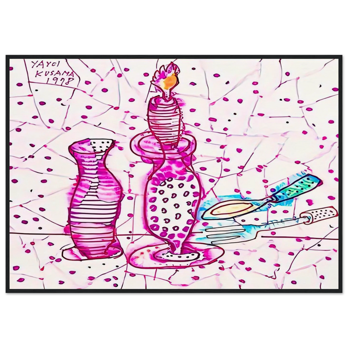 STILL LIFE OF CANDLESTICK 1978 Framed Poster | Yayoi Kusama Framed Prints Wall Art | Yayoi Kusama Prints