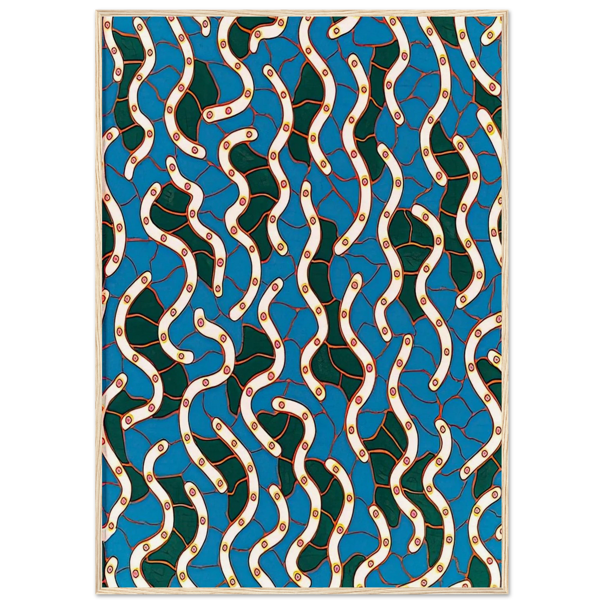 WAVES ON THE HUDSON RIVER 1988 Framed Poster | Yayoi Kusama Framed Prints Wall Art | Yayoi Kusama Prints