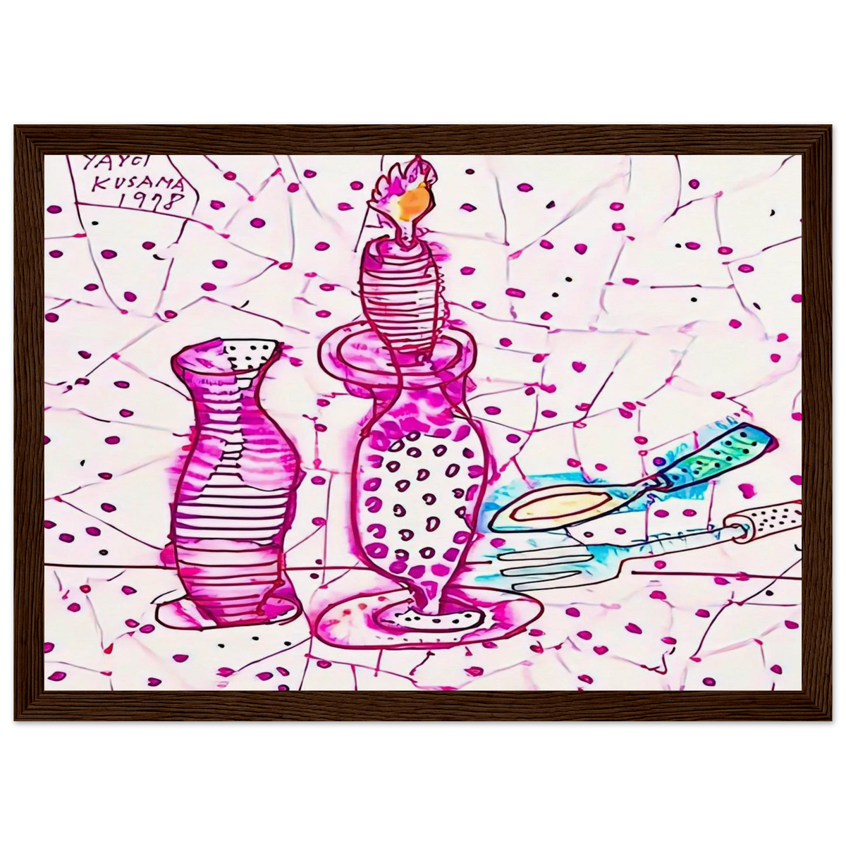STILL LIFE OF CANDLESTICK 1978 Framed Poster | Yayoi Kusama Framed Prints Wall Art | Yayoi Kusama Prints