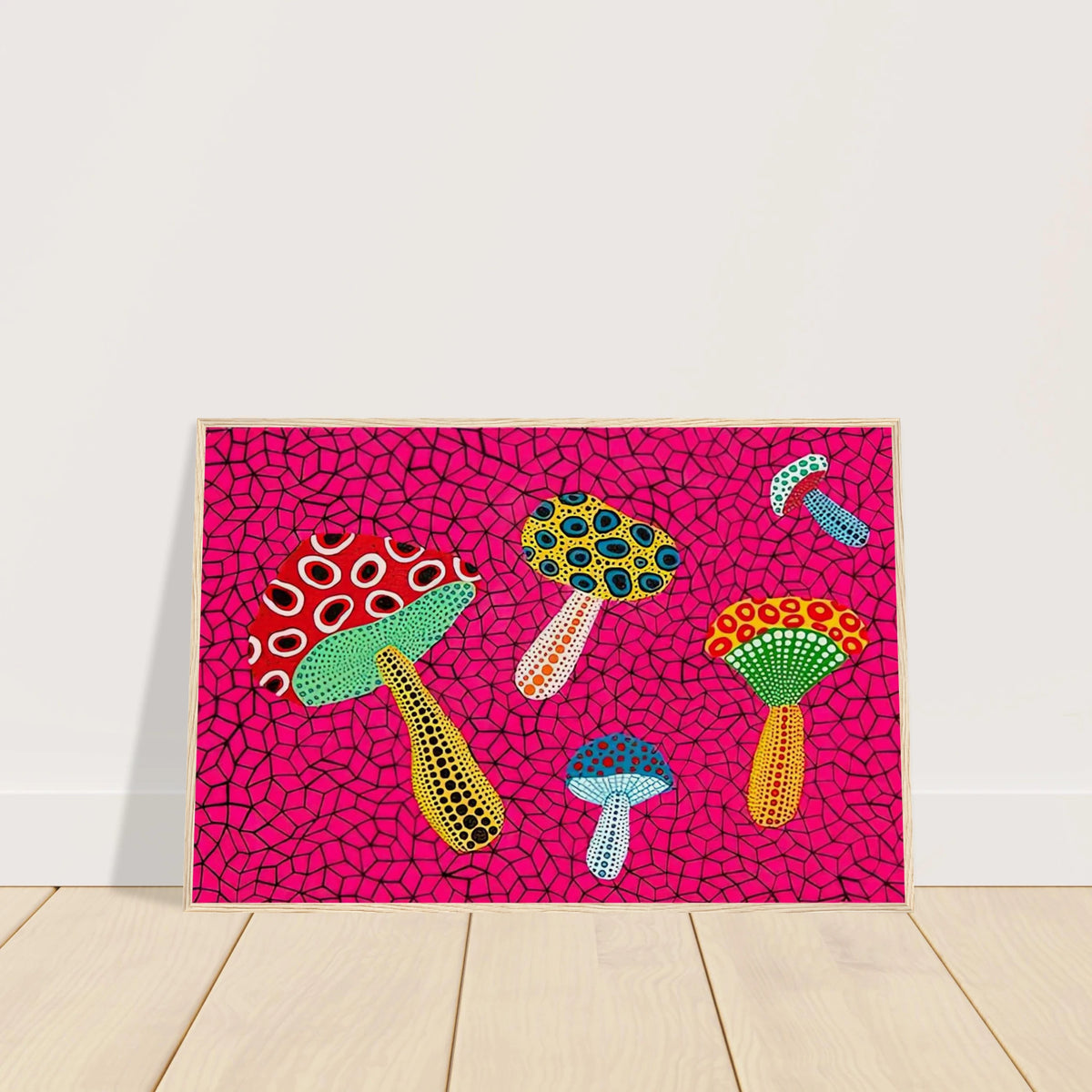 MUSHROOMS 1995 Framed Poster | Yayoi Kusama Framed Prints Wall Art | Yayoi Kusama Prints