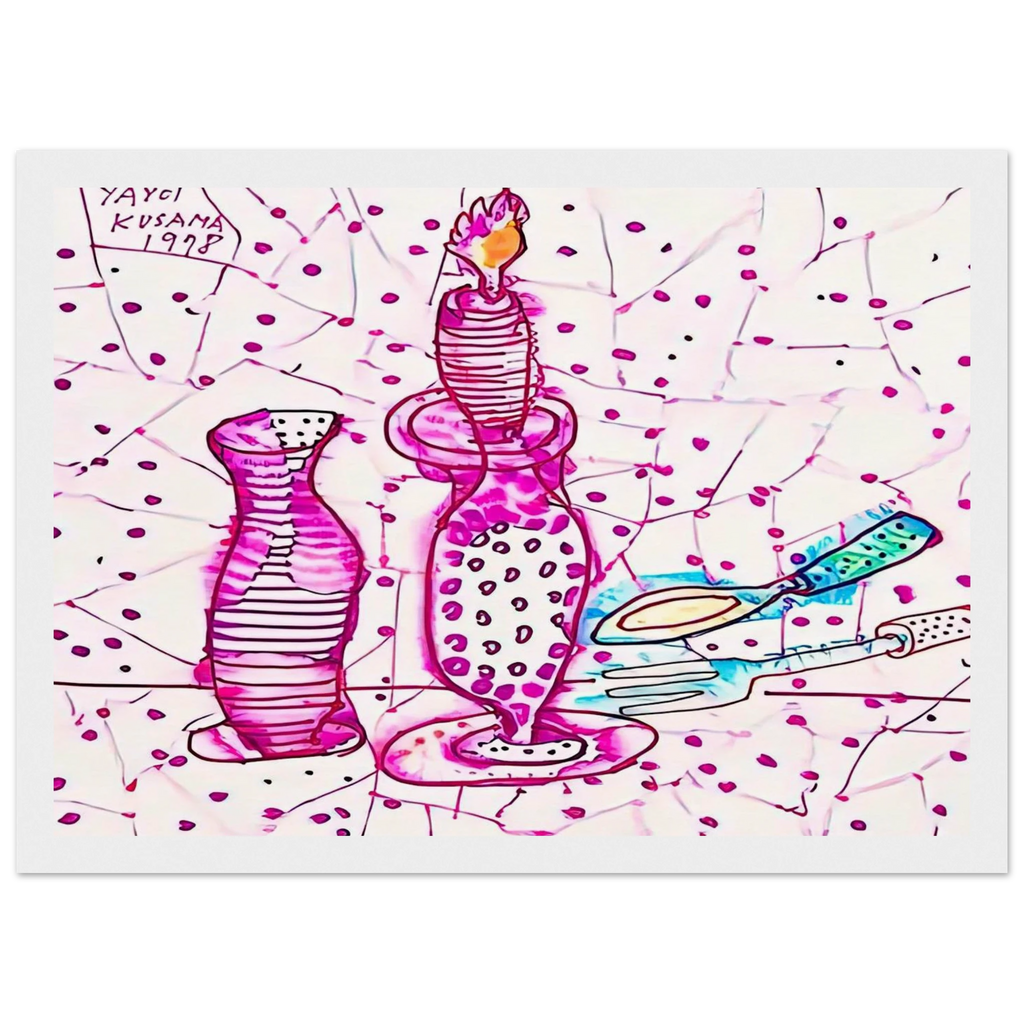 STILL LIFE OF CANDLESTICK 1978 Framed Poster | Yayoi Kusama Framed Prints Wall Art | Yayoi Kusama Prints