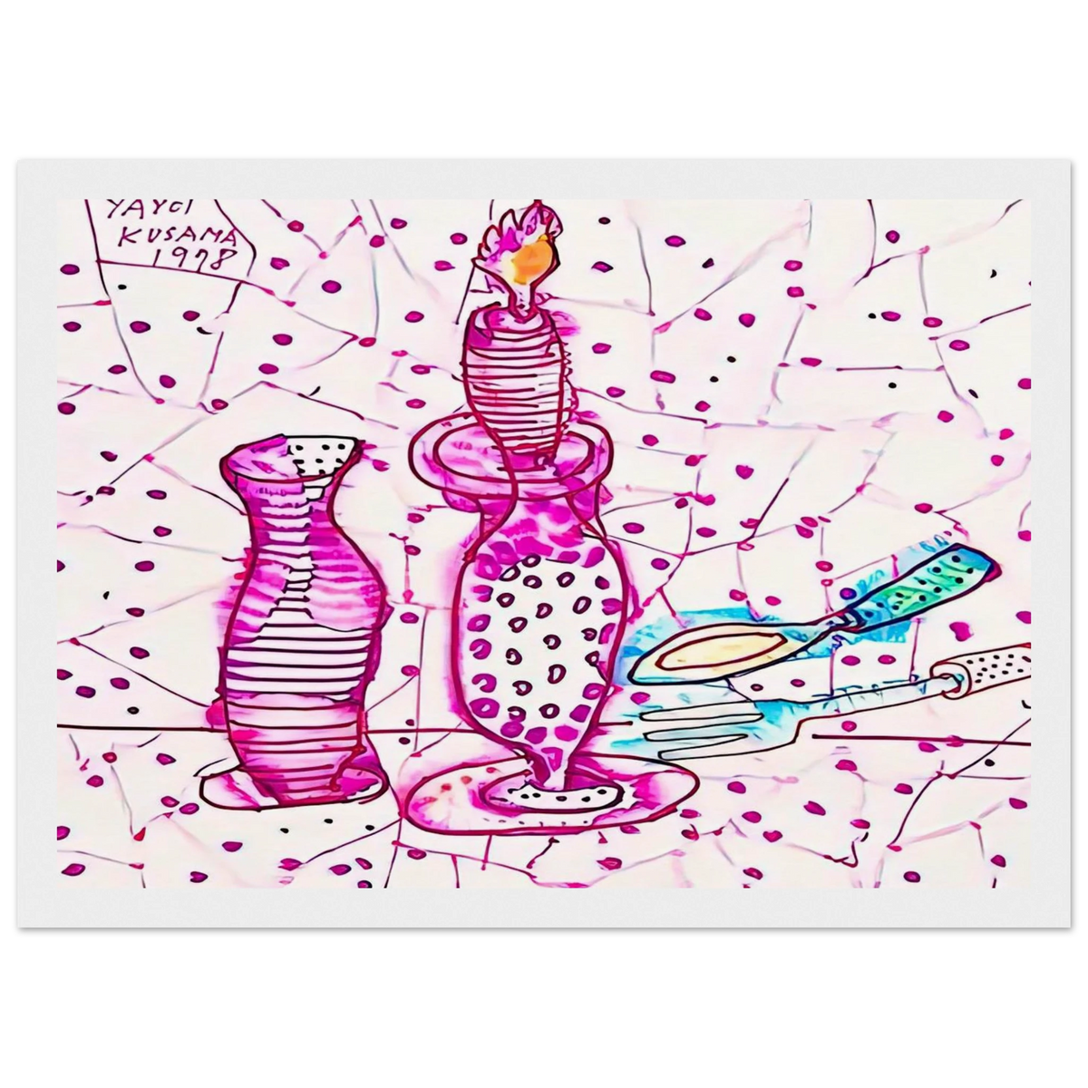 STILL LIFE OF CANDLESTICK 1978 Framed Poster | Yayoi Kusama Framed Prints Wall Art | Yayoi Kusama Prints