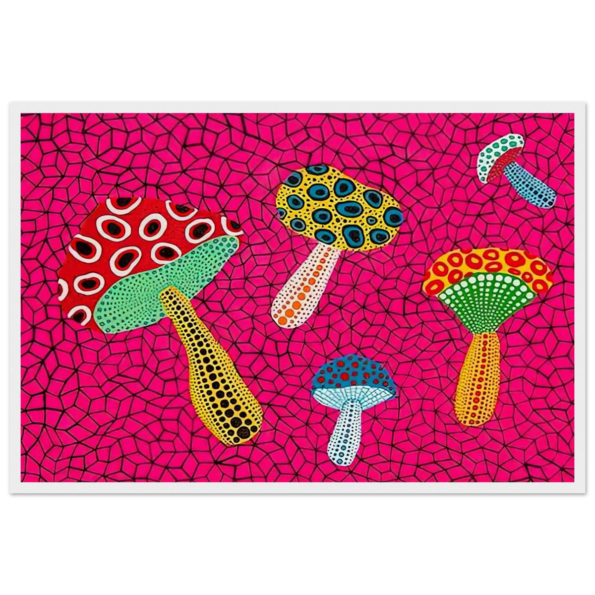MUSHROOMS 1995 Framed Poster | Yayoi Kusama Framed Prints Wall Art | Yayoi Kusama Prints