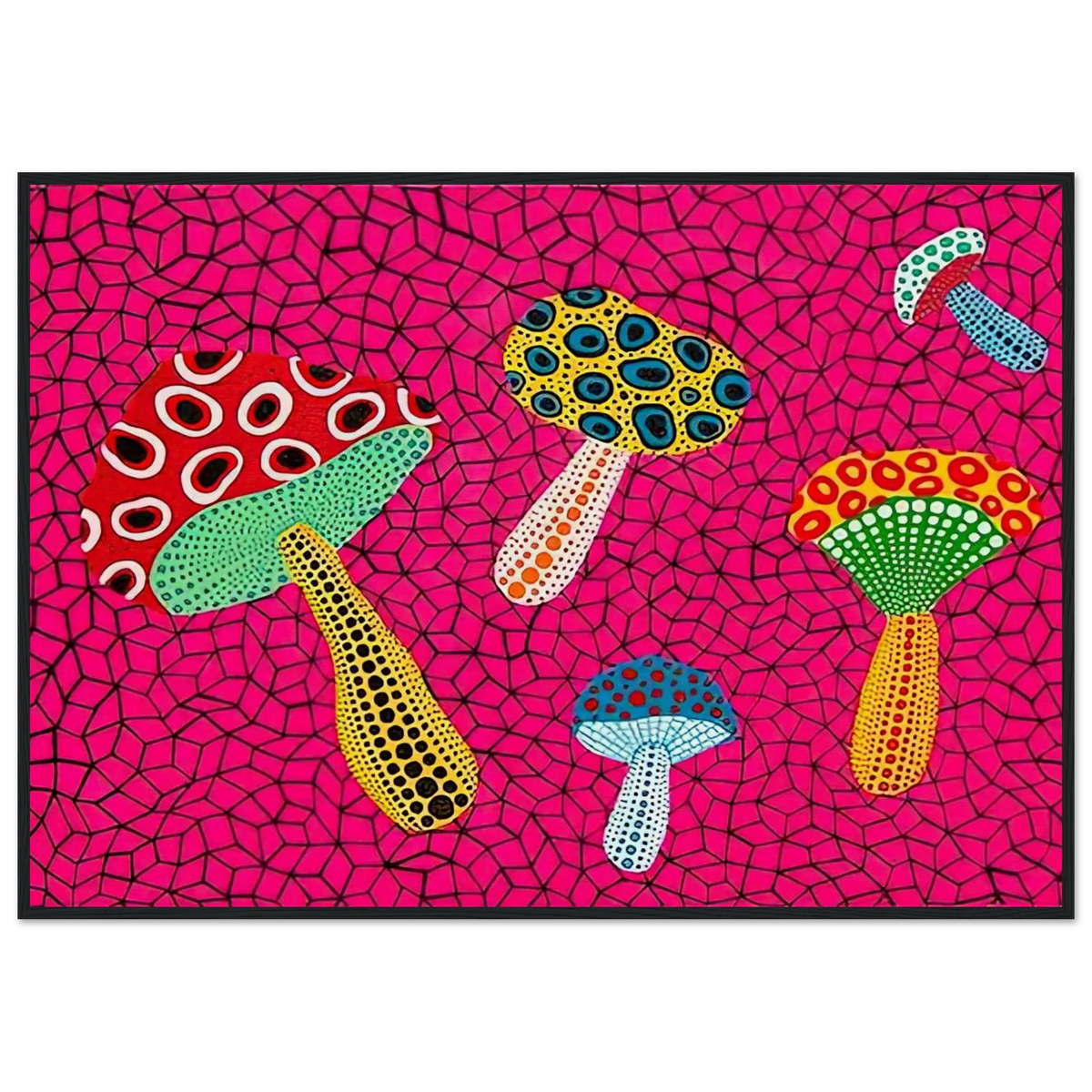 MUSHROOMS 1995 Framed Poster | Yayoi Kusama Framed Prints Wall Art | Yayoi Kusama Prints