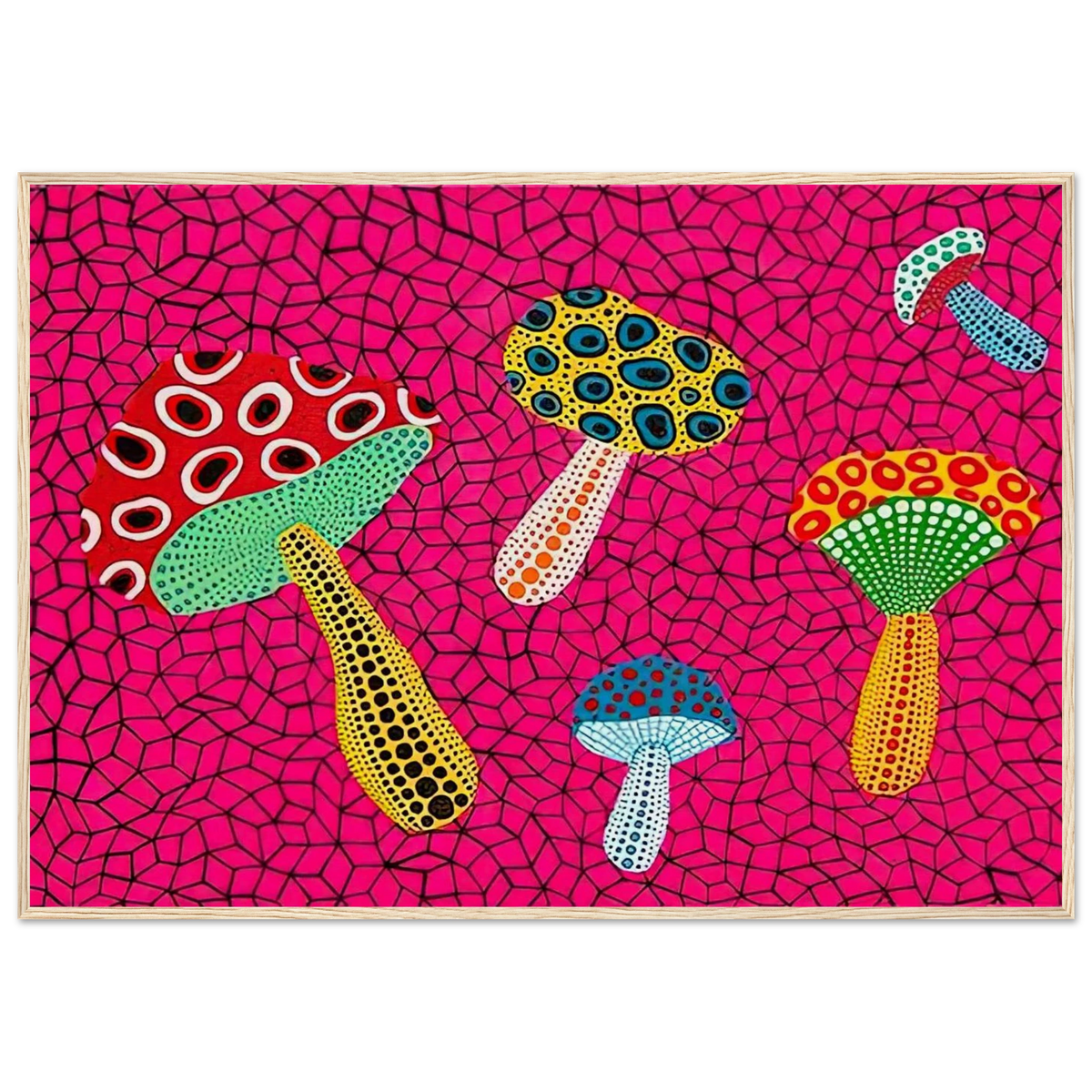 MUSHROOMS 1995 Framed Poster | Yayoi Kusama Framed Prints Wall Art | Yayoi Kusama Prints