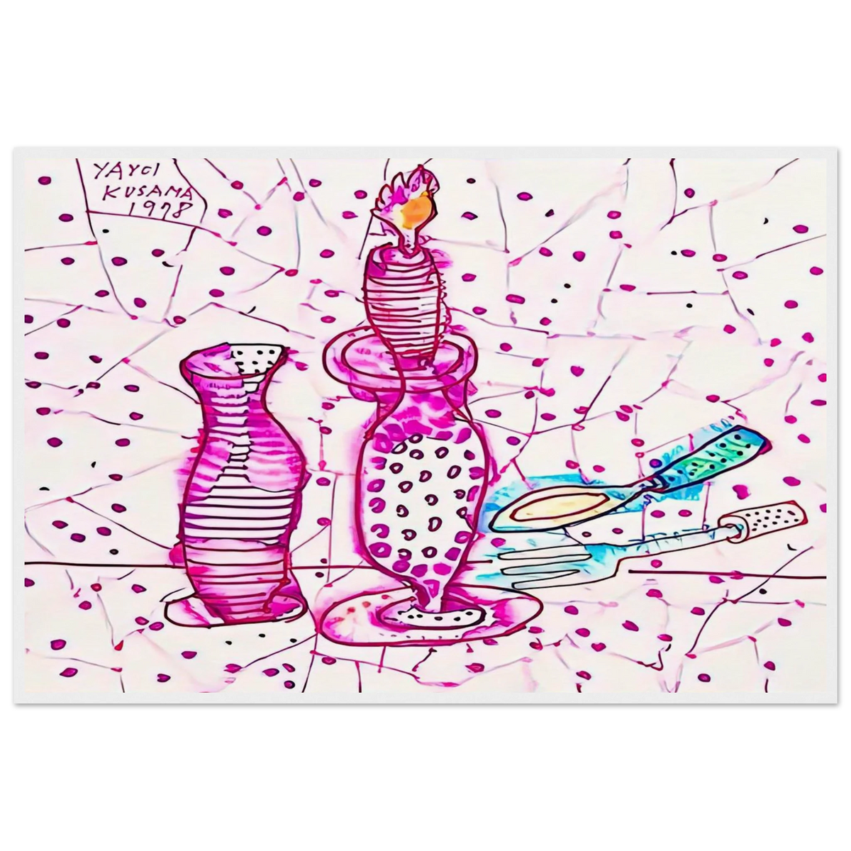 STILL LIFE OF CANDLESTICK 1978 Framed Poster | Yayoi Kusama Framed Prints Wall Art | Yayoi Kusama Prints
