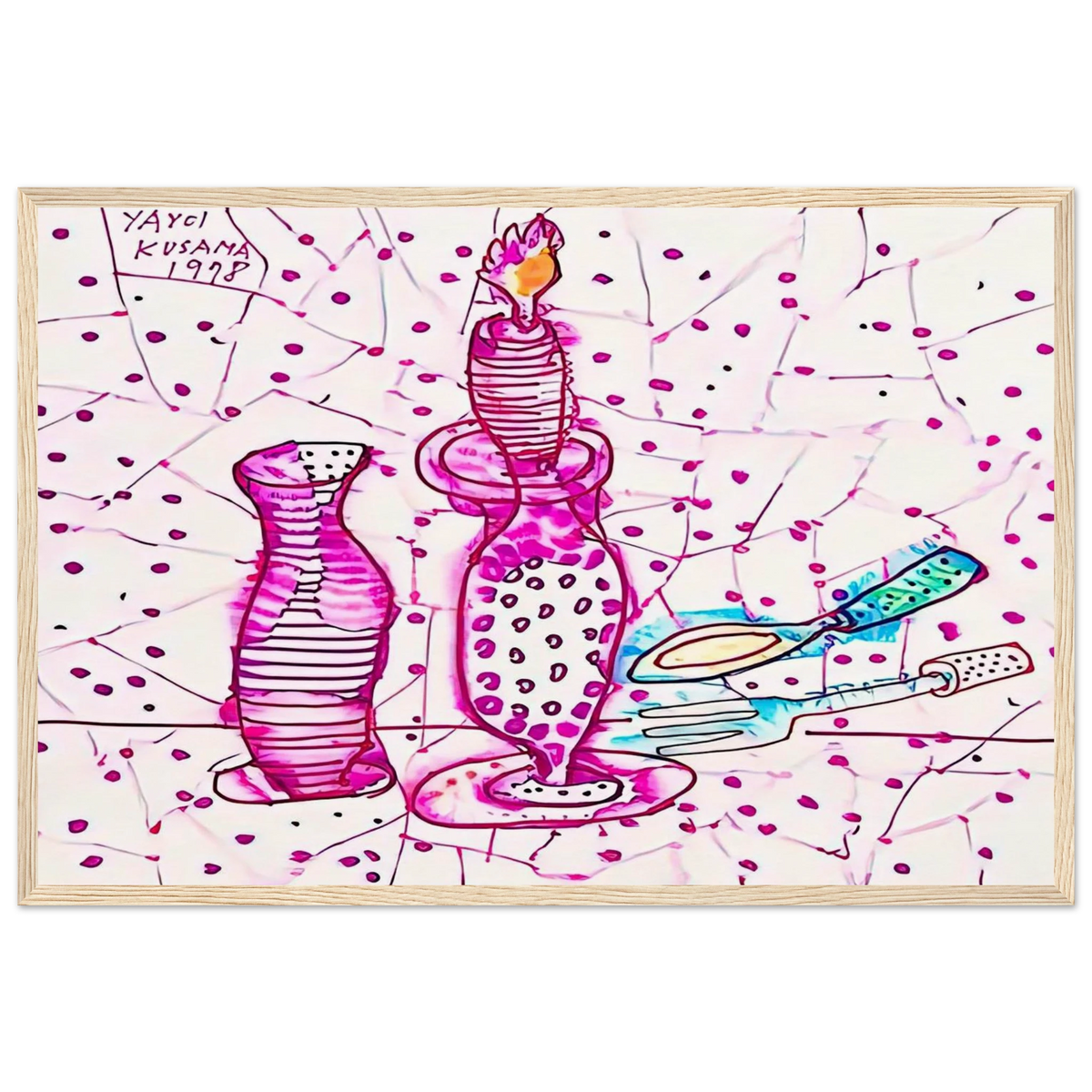 STILL LIFE OF CANDLESTICK 1978 Framed Poster | Yayoi Kusama Framed Prints Wall Art | Yayoi Kusama Prints