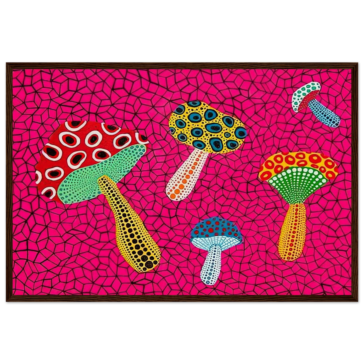 MUSHROOMS 1995 Framed Poster | Yayoi Kusama Framed Prints Wall Art | Yayoi Kusama Prints