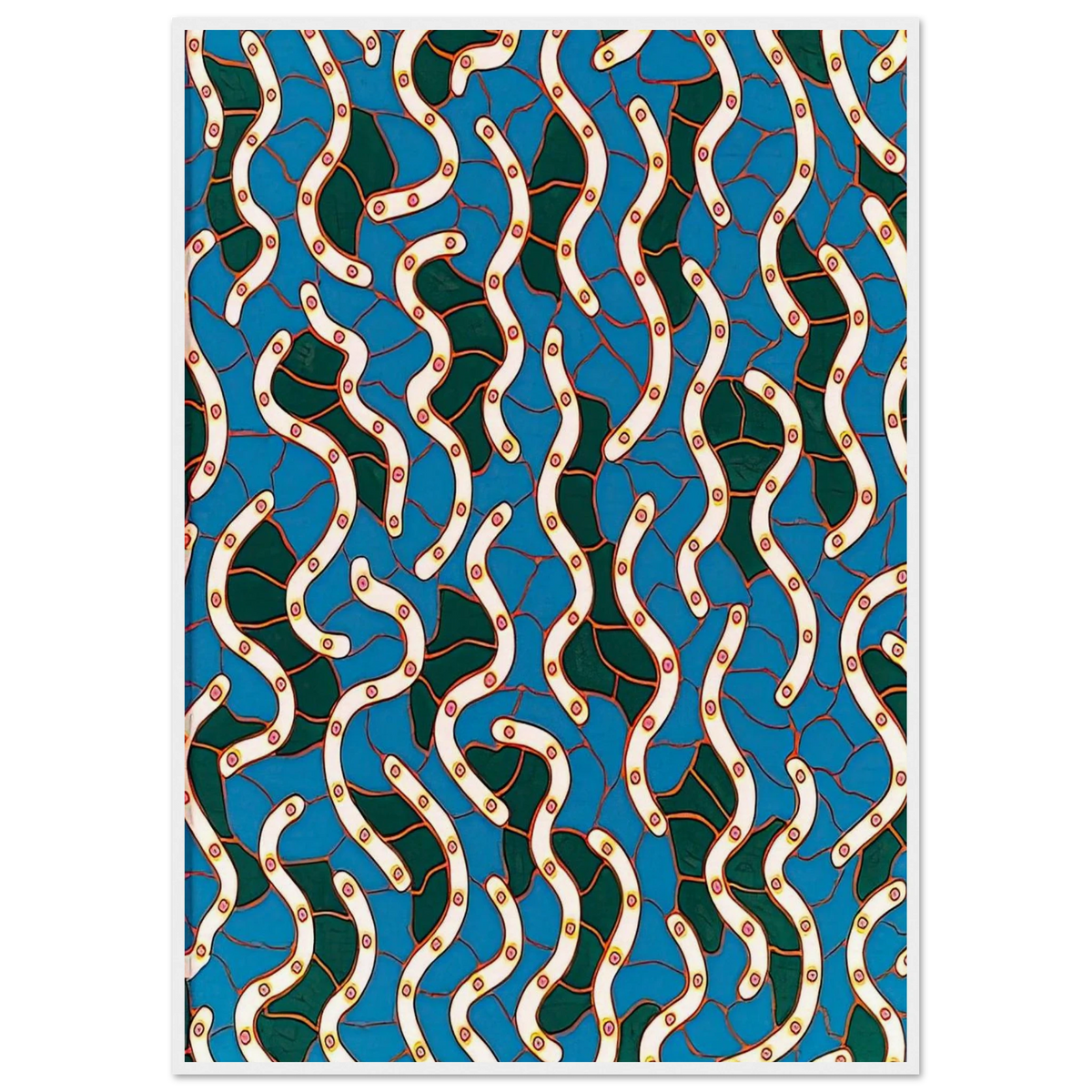 WAVES ON THE HUDSON RIVER 1988 Framed Poster | Yayoi Kusama Framed Prints Wall Art | Yayoi Kusama Prints