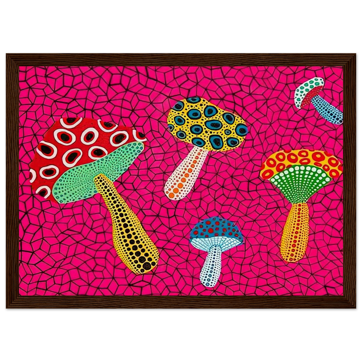 MUSHROOMS 1995 Framed Poster | Yayoi Kusama Framed Prints Wall Art | Yayoi Kusama Prints