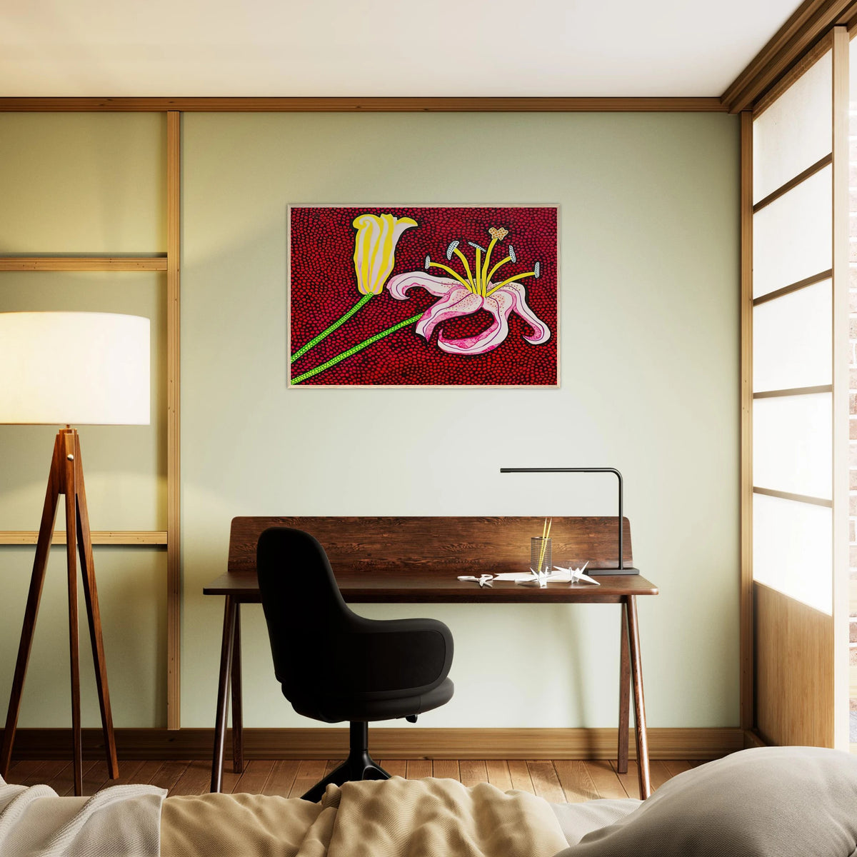 READY TO BLOSSOM IN THE MORNING 1989 Framed Poster | Yayoi Kusama Framed Prints Wall Art | Yayoi Kusama Prints
