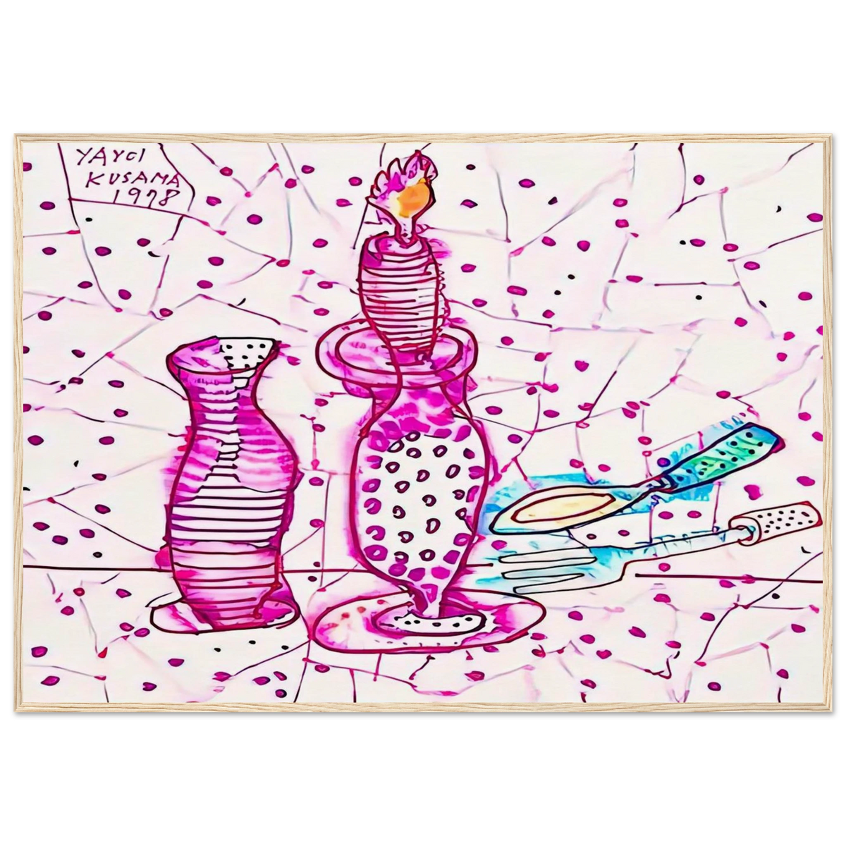 STILL LIFE OF CANDLESTICK 1978 Framed Poster | Yayoi Kusama Framed Prints Wall Art | Yayoi Kusama Prints