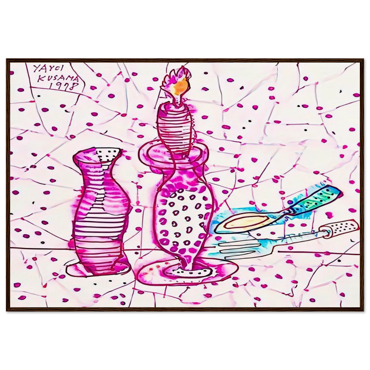 STILL LIFE OF CANDLESTICK 1978 Framed Poster | Yayoi Kusama Framed Prints Wall Art | Yayoi Kusama Prints