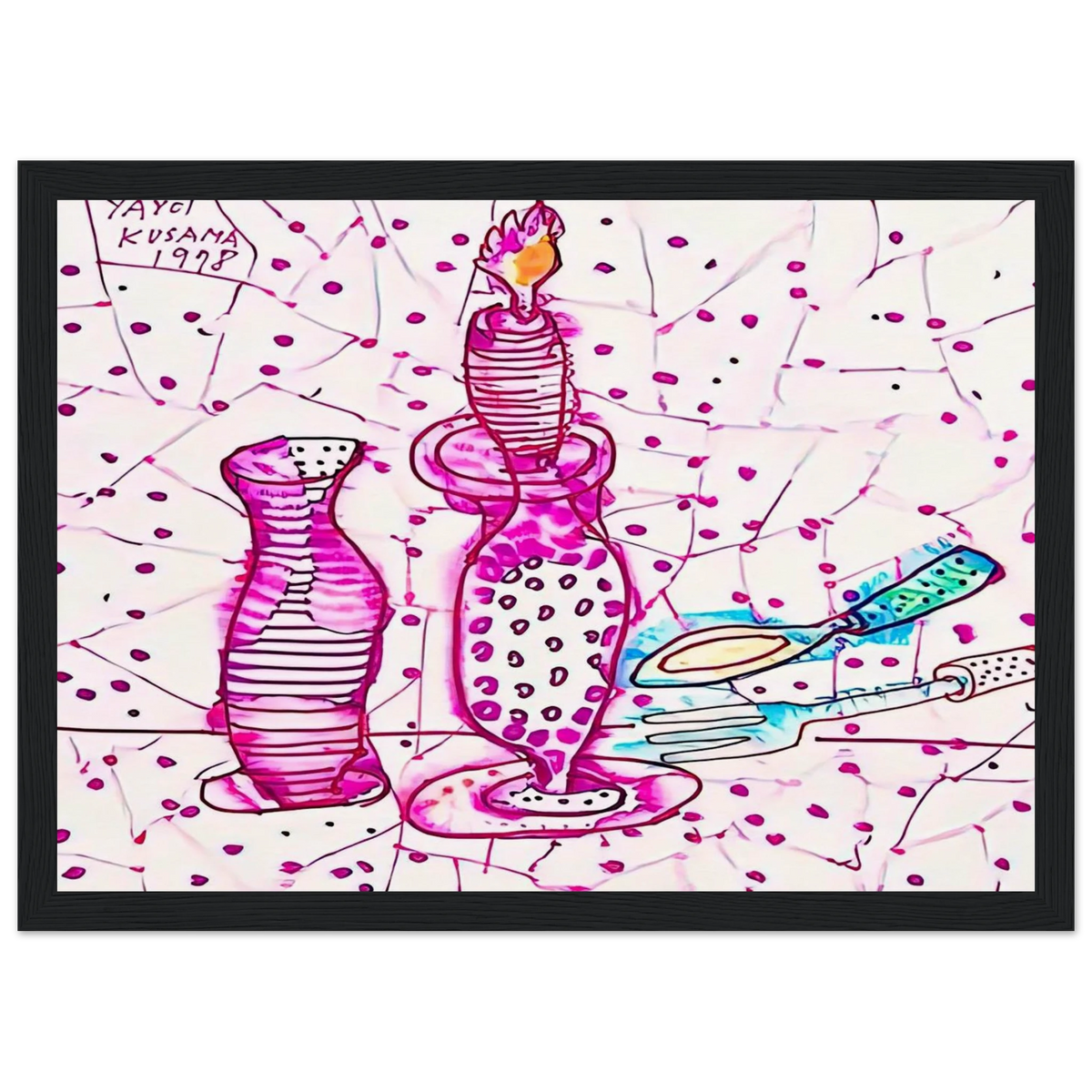 STILL LIFE OF CANDLESTICK 1978 Framed Poster | Yayoi Kusama Framed Prints Wall Art | Yayoi Kusama Prints
