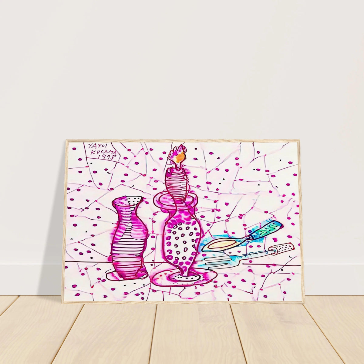 STILL LIFE OF CANDLESTICK 1978 Framed Poster | Yayoi Kusama Framed Prints Wall Art | Yayoi Kusama Prints