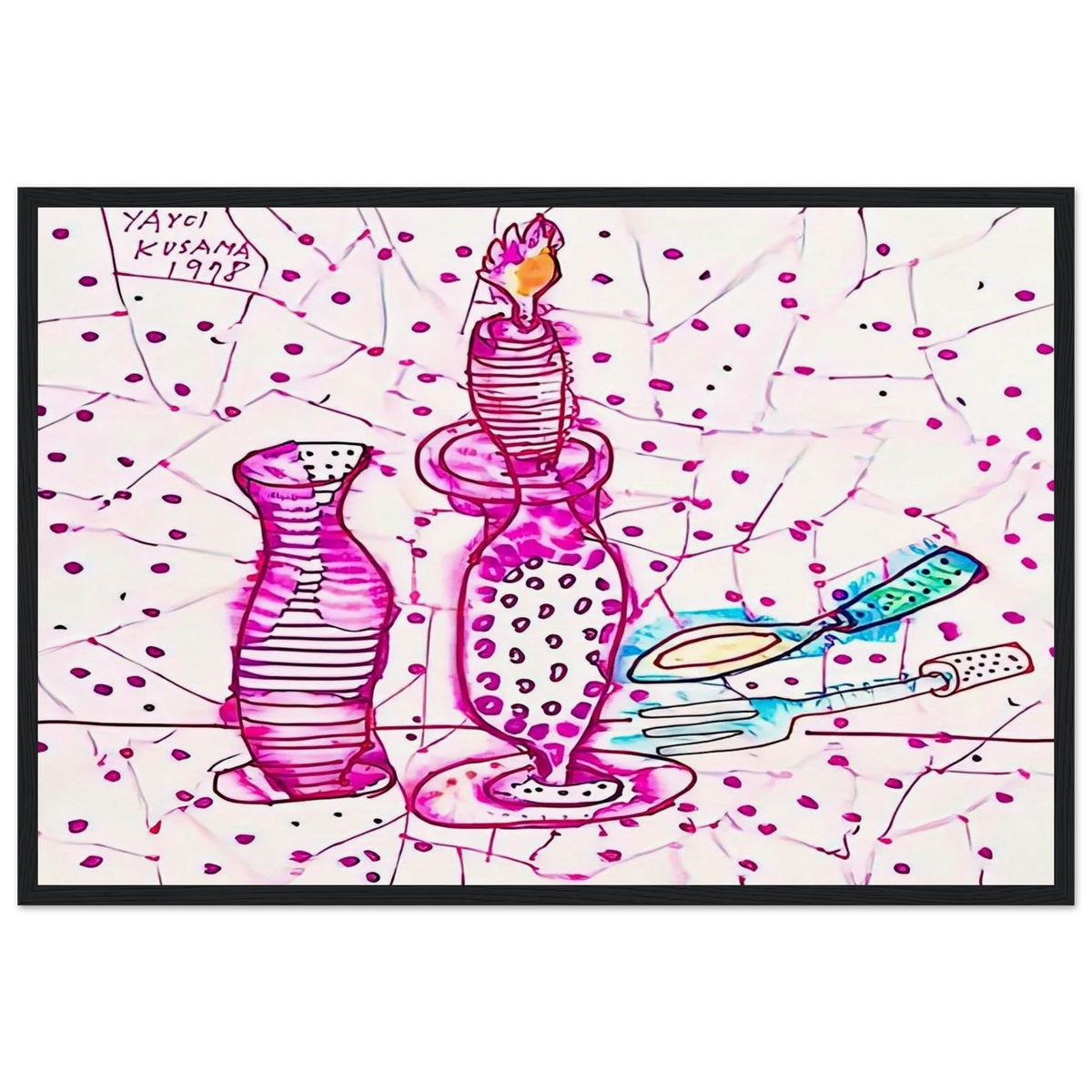 STILL LIFE OF CANDLESTICK 1978 Framed Poster | Yayoi Kusama Framed Prints Wall Art | Yayoi Kusama Prints