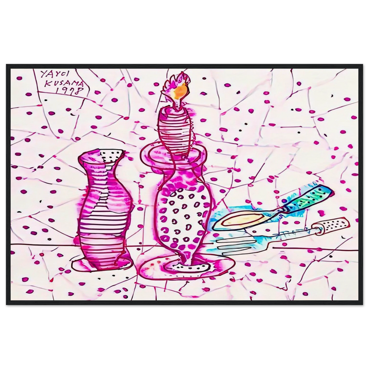 STILL LIFE OF CANDLESTICK 1978 Framed Poster | Yayoi Kusama Framed Prints Wall Art | Yayoi Kusama Prints