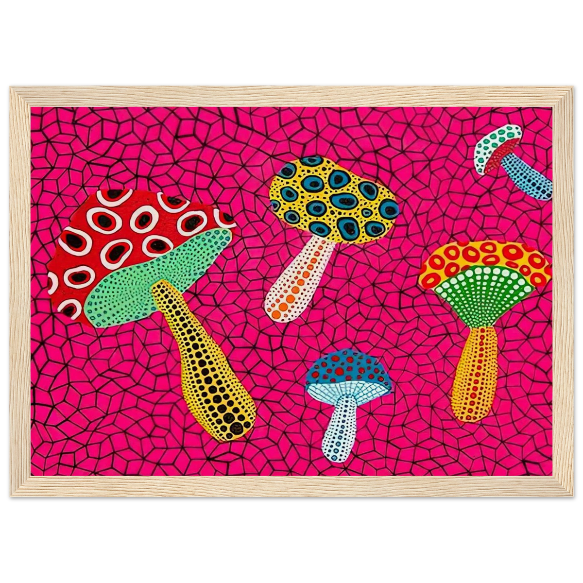 MUSHROOMS 1995 Framed Poster | Yayoi Kusama Framed Prints Wall Art | Yayoi Kusama Prints