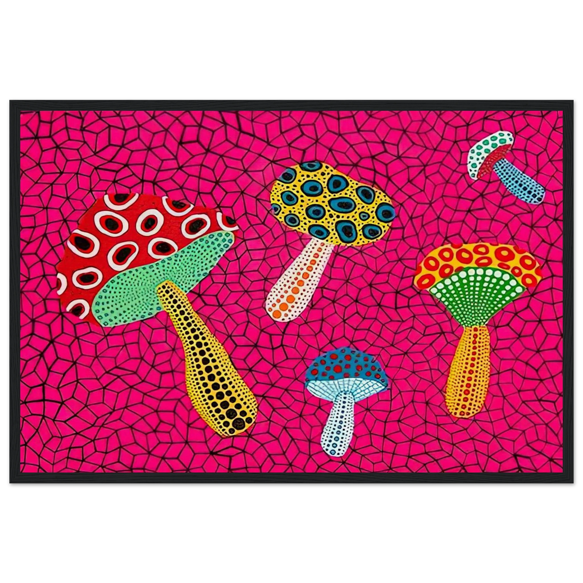 MUSHROOMS 1995 Framed Poster | Yayoi Kusama Framed Prints Wall Art | Yayoi Kusama Prints