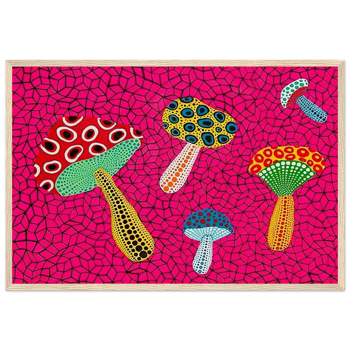 MUSHROOMS 1995 Framed Poster | Yayoi Kusama Framed Prints Wall Art | Yayoi Kusama Prints