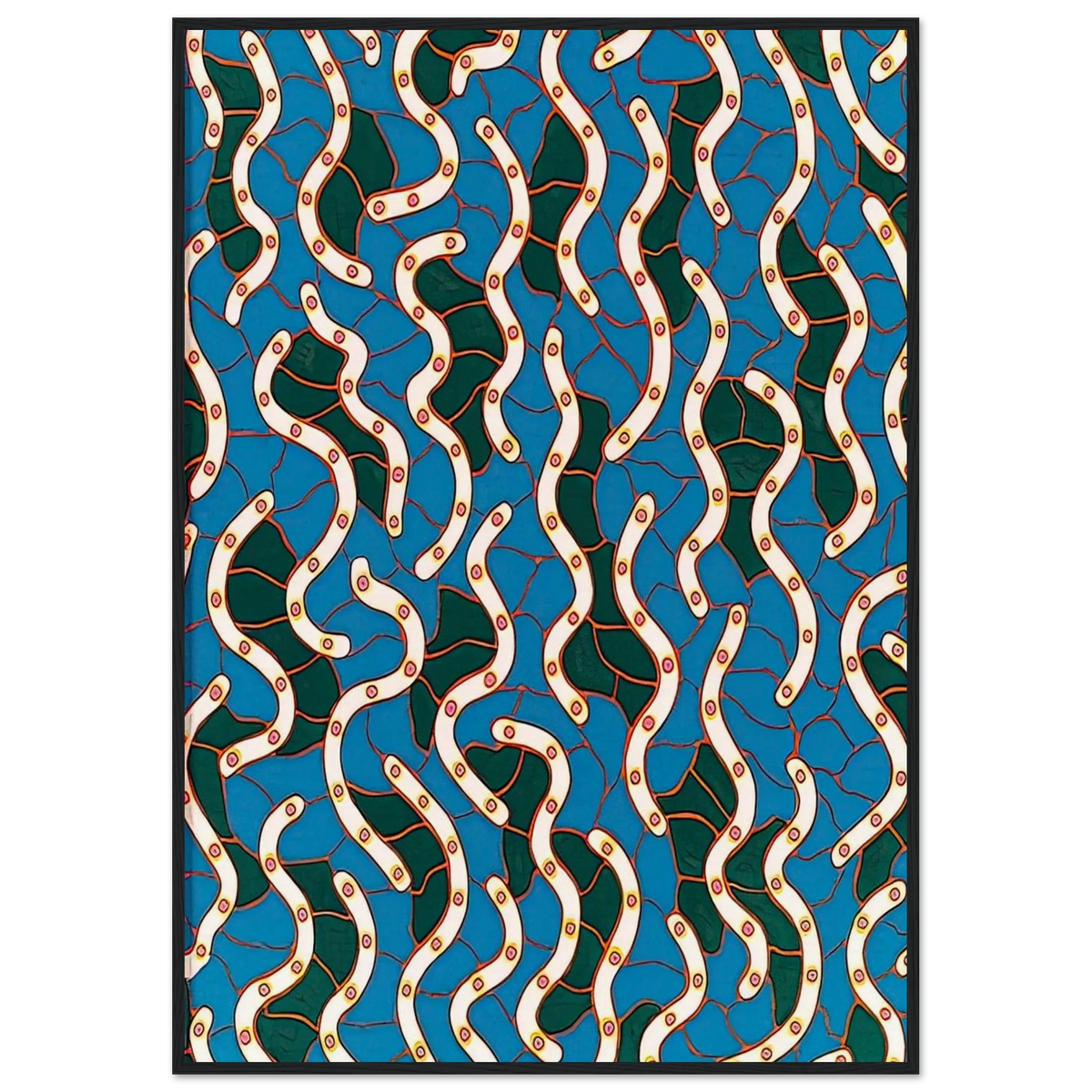 WAVES ON THE HUDSON RIVER 1988 Framed Poster | Yayoi Kusama Framed Prints Wall Art | Yayoi Kusama Prints