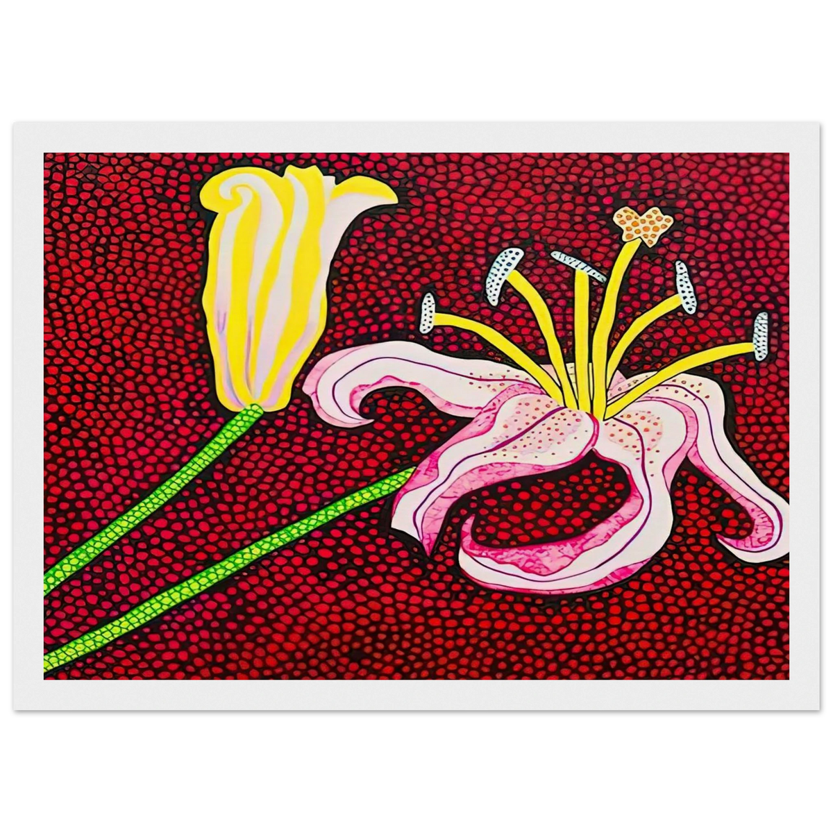 READY TO BLOSSOM IN THE MORNING 1989 Framed Poster | Yayoi Kusama Framed Prints Wall Art | Yayoi Kusama Prints