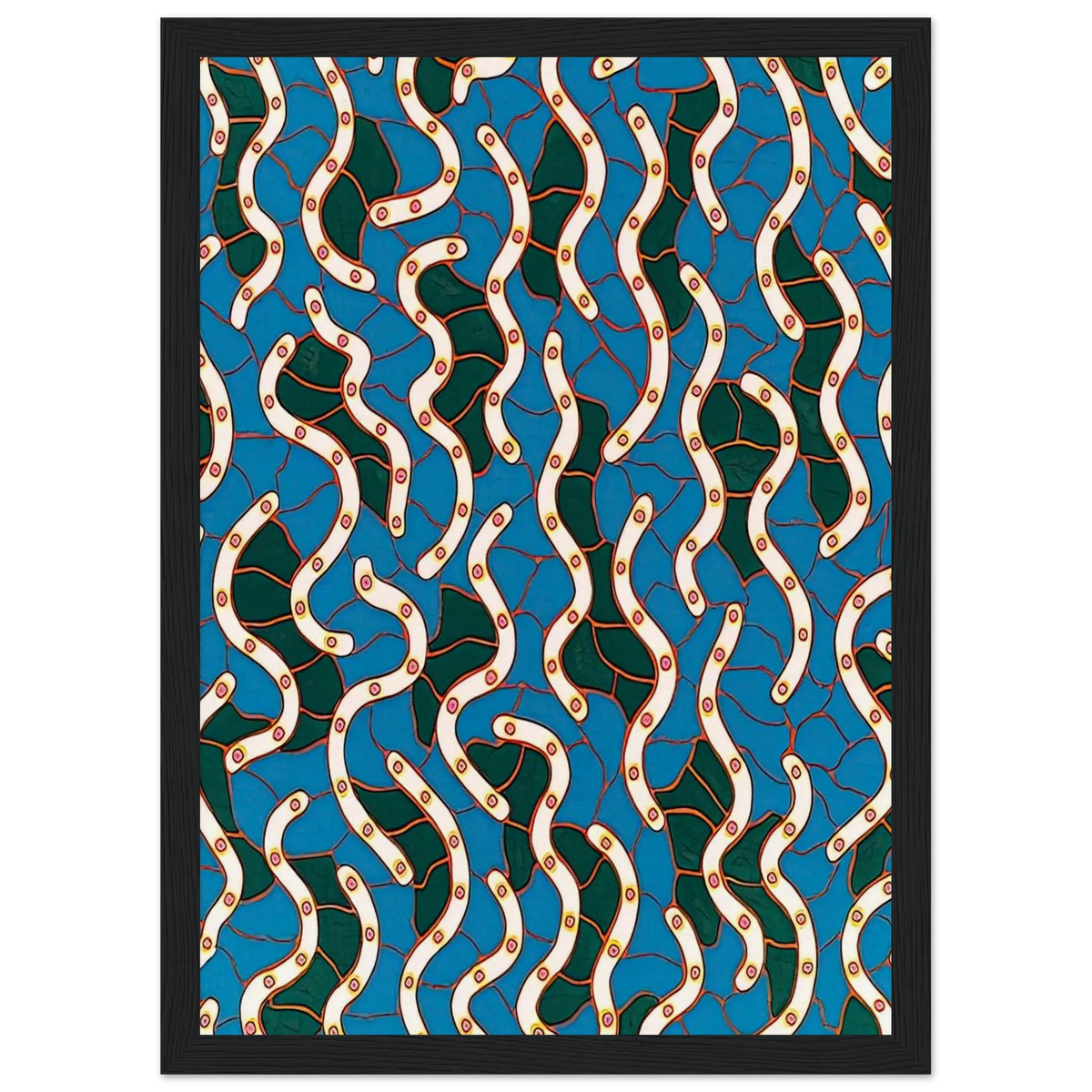 WAVES ON THE HUDSON RIVER 1988 Framed Poster | Yayoi Kusama Framed Prints Wall Art | Yayoi Kusama Prints