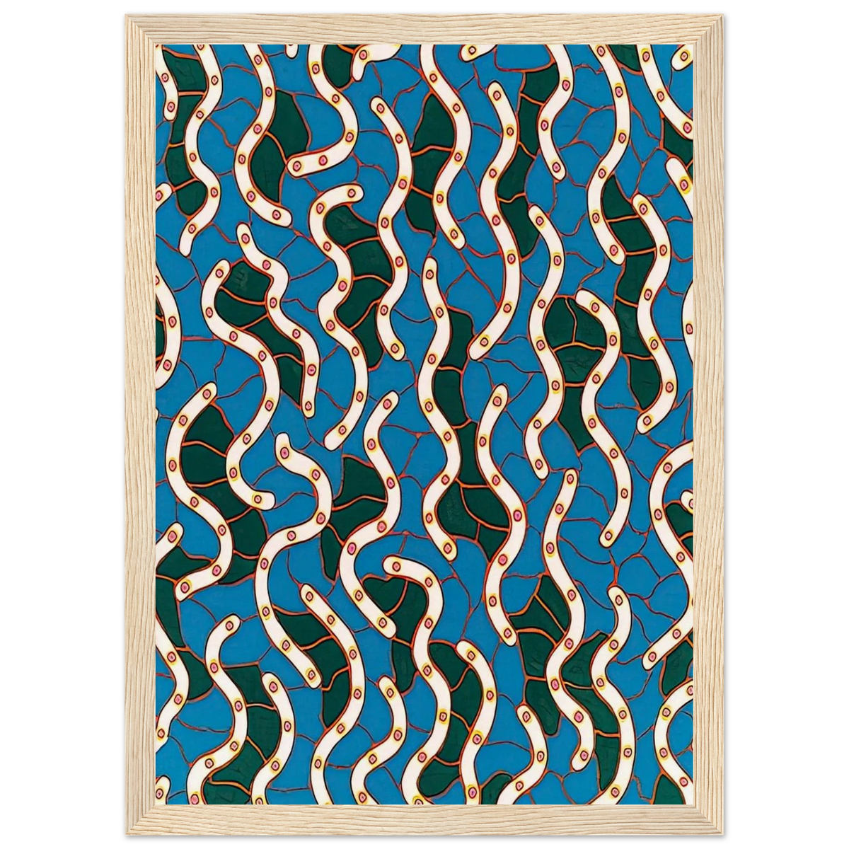 WAVES ON THE HUDSON RIVER 1988 Framed Poster | Yayoi Kusama Framed Prints Wall Art | Yayoi Kusama Prints