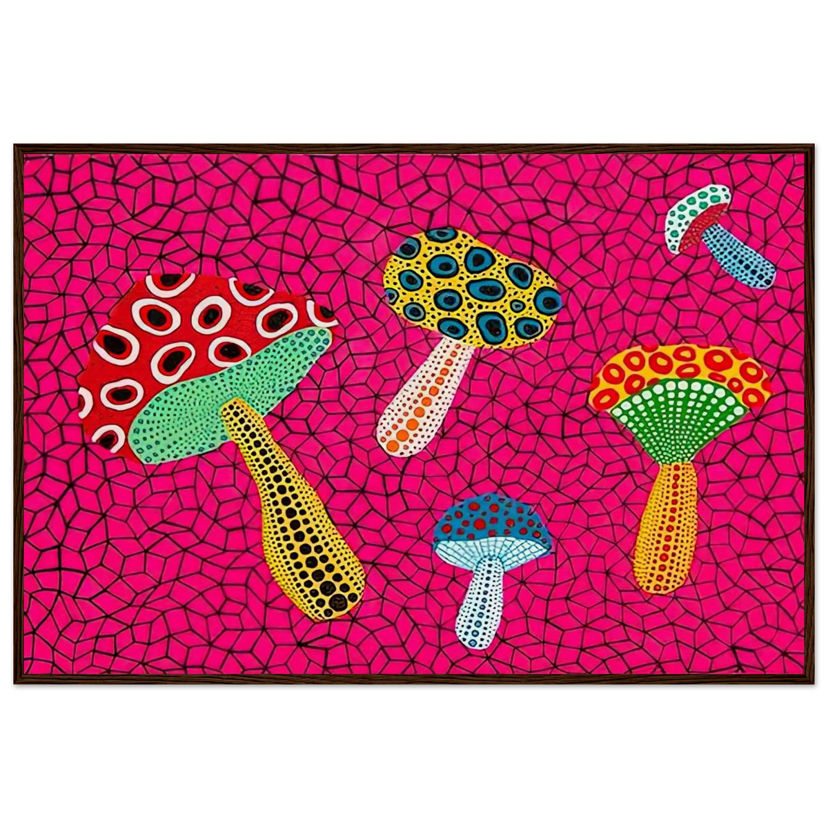 MUSHROOMS 1995 Framed Poster | Yayoi Kusama Framed Prints Wall Art | Yayoi Kusama Prints