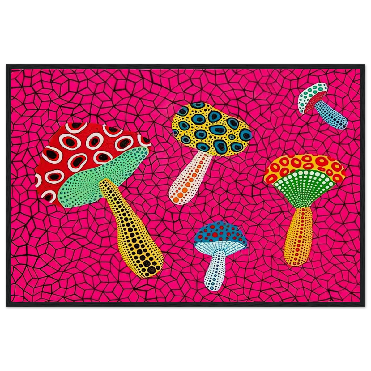 MUSHROOMS 1995 Framed Poster | Yayoi Kusama Framed Prints Wall Art | Yayoi Kusama Prints